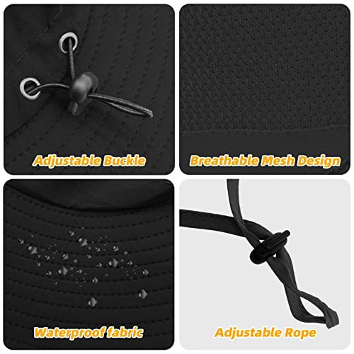 Fishing Hat For Men Sun Protection Hat With Removable Mesh Face Neck Flap Cover Windproof Strap For Men And Women Black #TOP2