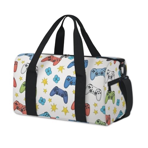 Sports Duffle Bag, Small Gym Bags With Zipper, Ballet Dance Bag for Girls, Workout Soccer Bags for Boys Weekend Overnight Shoulder Carry-On Travel Tote (Game Console)