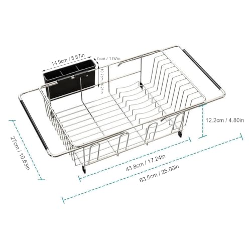 Rejilla extensible para secar platos Luocute: evite charcos con el escurridor sobre fregadero 8