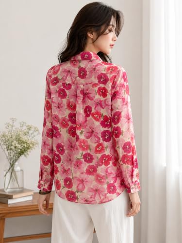 Image of Women's Printed Casual Shirt | Loose Fit Button Down Collared Shirt | Soft & Lightweight Everyday Wear Top