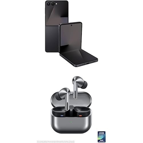 Samsung Galaxy Z Flip7 512GB Unlocked AI Smartphone, Jet Black w/Galaxy Buds 3 Pro AI True Wireless Bluetooth Earbuds, Silver