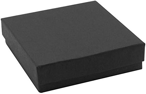 6 Pack Cotton Filled Matte Black Cardboard Jewelry Necklace Earring Bangle Anklet Pendant Bracelets Watch Gift and Retail Boxes Size 3 1/2" x 3 1/2" x 1" Inch - by R J Displays (Matte Black)