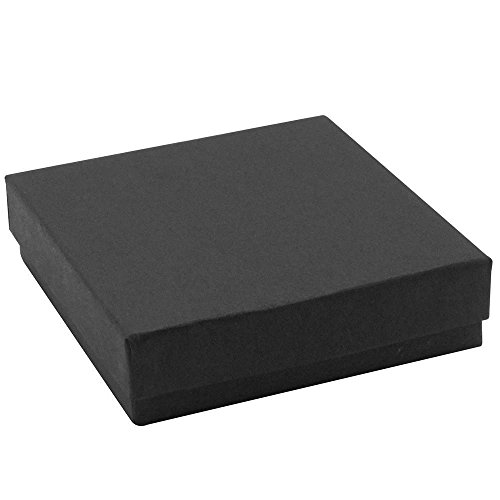 6 Pack Cotton Filled Matte Black Cardboard Jewelry Necklace Earring Bangle Anklet Pendant Bracelets Watch Gift And Retail Boxes Size 3 1/2" X 3 1/2" X 1" Inch - By R J Displays (Matte Black) #TOP2
