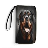 BFGWK Large Wallet Novelty Cool Rottweiler Dog Art Printing Long Wallet With Zipper Leather Wallet Suitable For Both Men And Women