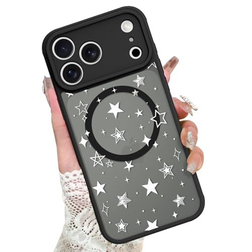Image of KANGHAR Case for iPhone 17 Pro Max Stars Pattern | [Compatible with Magsafe] Cute Protective Magnetic Case for Girls Women Men White