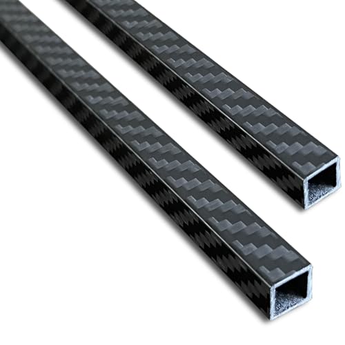 2 Pieces 3K Roll Wrapped Carbon Fiber Square Tube 10x10x8x420MM