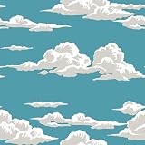 VaryStyle 17.7"x118" Cloud Wallpaper Blue/White Sky Wallpaper Peel and Stick Cumulus Cloud Contact Paper for Walls Cabinets Self Adhesive Renter Friendly Stick on Wall Paper for Bedroom Furniture