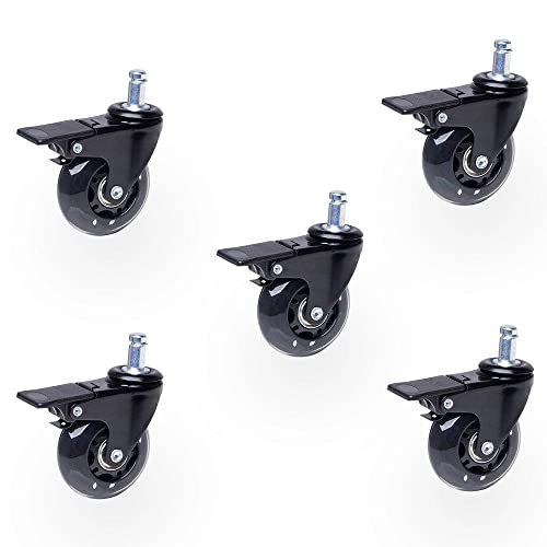 Rodas com Freio Anti Risco para Cadeira Gamer, Preto, 5 unidades, Dazz