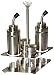 Francois et Mimi Stainless Steel and Glass Cruet Set, Oil and Vinegar Bottles, with Salt and Pepper Shakers and Rack