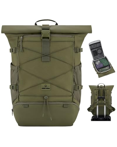 Johnny Urban Reiserucksack Damen & Herren Grün - Allen Travel L - 37L Rolltop Rucksack Groß Handgepäck - Idealer Backpack für Reisen Ausflüge Trips - Wasserabweisend