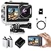 fceoul Cámara Deportiva 1080P FHD 16MP, Cámara Acuática con Doble Pantalla de 2" y 1.3", Sumergible 40M para Vlogging y Buceo, Incluye Tarjeta SD 32GB, 2 Baterías de 1050mAh y Accesorios(Negro)