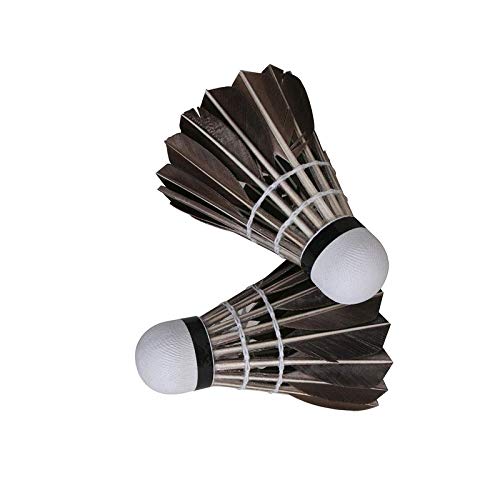 HUI JIN Lot de 12 volants de badminton en plumes d'oie haute vitesse stables et durables Noir
