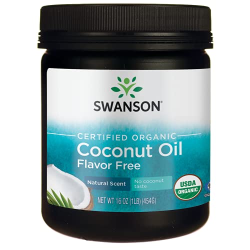 Swanson Certified Organic Flavor Free Coconut Oil 16 Ounce (1 Lb) (454 G) Solid Oil #TOP5