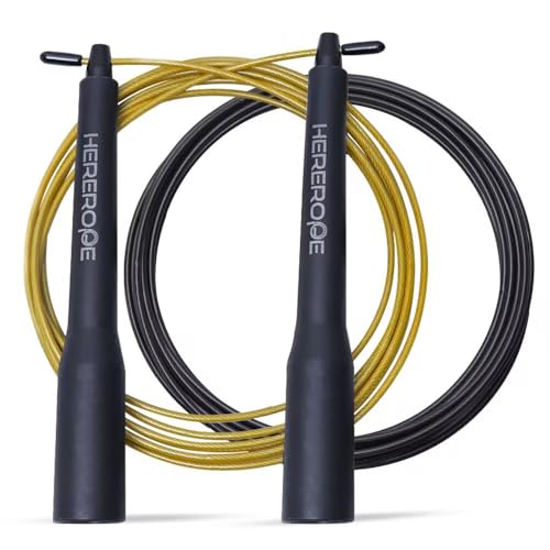 Speed Jump Rope for Men Women, Hererope Speed Rope With 2 Cables, Dual Bearing System, Adjustable Jump Rope for Boxing, CrossFit, HIIT & Strength TrainingDouble Unders, Fitness Workouts Training