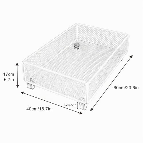 Contenitore sotto il letto con ruote, organizer per scarpe con cassetto in metallo, contenitore con rete traspirante per letto, divano e scrivania