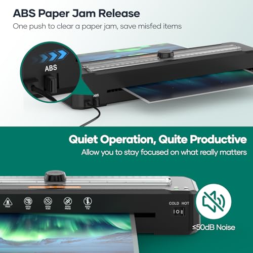 Laminator Machine - 13 Inch A3 Thermal Lamination machine Kit with 50 Laminating Sheets for A3/A4/A6, Paper Trimmer and Corner Rounder, 11X17 Laminator for Office Home School Use, High Speed Never Jam - Thumbnail 6