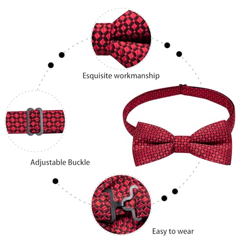 Image of Dubulle Mens Paisley Striped Bowtie Set Pre-tied Bowtie for Men and Pocket Square Set Wedding Business