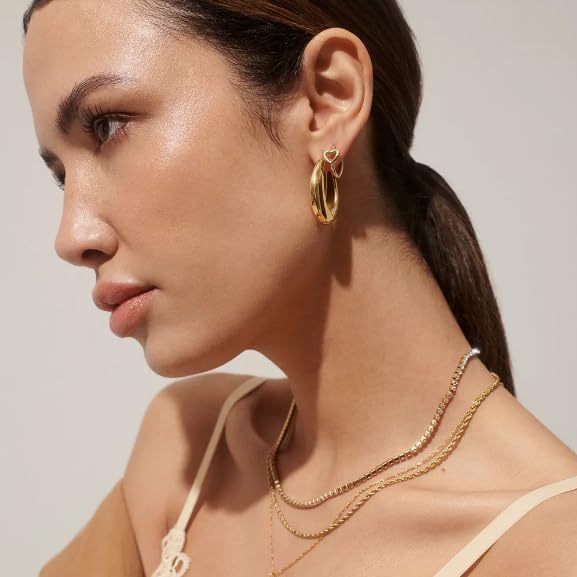 Hey Harper Hoop Earrings For Women Trendy - Lightweight Waterproof & Sweatproof Jewerly - Image 7