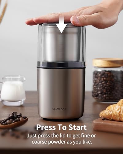 SHARDOR Coffee Grinder Electric Herb/Wet Grinder for Spices and Seeds with 2 Removable Stainless Steel Bowls, Silver - Thumbnail 2