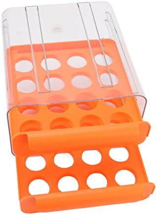 plplaaoo Egg Holder for Refrigerator,Egg Drawer,Double Layer Transparent Egg Container for Refrigerator,22x24x14cm 32 Lattice Large Capacity Egg Storage Box For Kitchen Refrigerator(Orange)