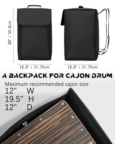 Amazing Fair Cajon Box Drum Bag with Carry Handle and Shoulder Straps(20 × 12.5 × 12.5 inches) - Thumbnail 2