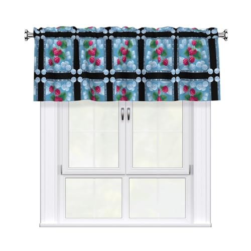 WHJSHOP Cortina de cuadros con barra corta, 137 x 45 cm, para cocina, baño, lavadero y ventanas de estudio, con filtro de luz