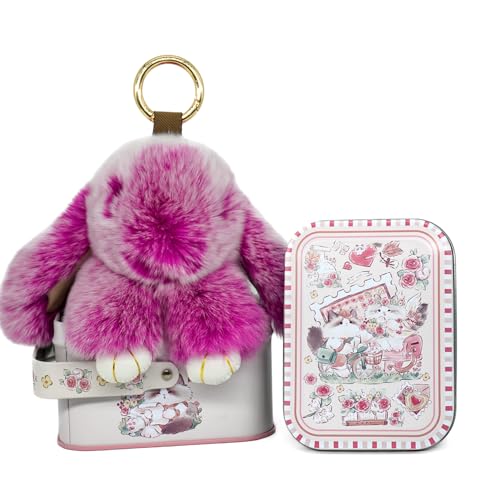 Bunny Keychain with Tin– 5.8' Soft Plush Handmade Charm, 16 Colors – Fun Graduation Gift & Stylish Summer Bag Accessory