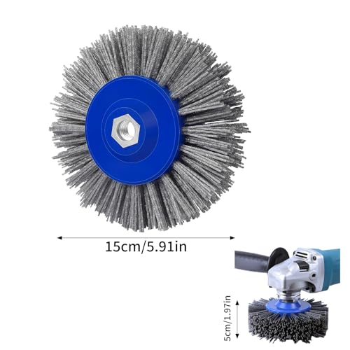 M14 Rundbürste Nylonbürste, Winkelschleifer Schleifbürste, Schleifbürsten 150 mm mit #60 Körnung für Satiniermaschine Bürstenschleifer, für Holz und Metall Entrosten Polieren Schleifen