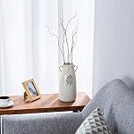 MyGift Vase en céramique blanche ferme avec poignée et scellement embossé, Vase de table en forme de jug antique, vase d'antique
