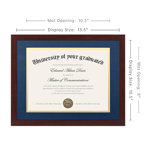 Image of upsimples Diploma Frame with HD Glass, 11x14 Mahogany, 3 Pack
