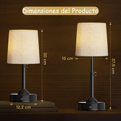 FANSANMY Lampe de Chevet Tactile, Lampe de Table à Variateur Tactile avec Fonction Mémoire, 3 Températures de Couleur et Luminosité Infinie, Convient pour Chambre à Coucher, Salon, Bureau (4 pièces) – vue 3