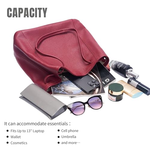 Image of Tote Bag for Women Genuine Leather Work Bag Casual Shoulder Handbags with Adjustable Strap