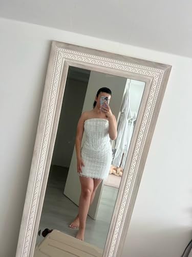 Pearls Beaded Sequins Prom Dresses for Women 2025 Strapless Mini Evening Gowns Formal4