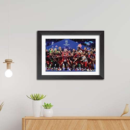 Image of TenorArts Liverpool Champions League Poster UCL 2019 Trophy Celebration Wall Photo Frame Painting with Matt Finish Black Texture (12 inches x 9inches)