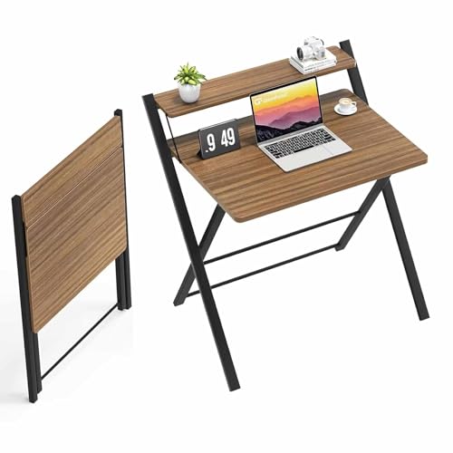 Bureau d'ordinateur pliable pour optimiser l'espace avec étagère de rangement intégrée