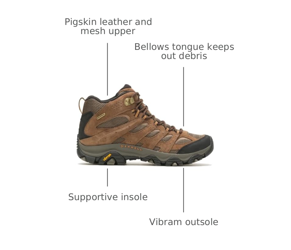 Merrell Men's Moab 3 Mid Waterproof Hiking Boots - Image 3