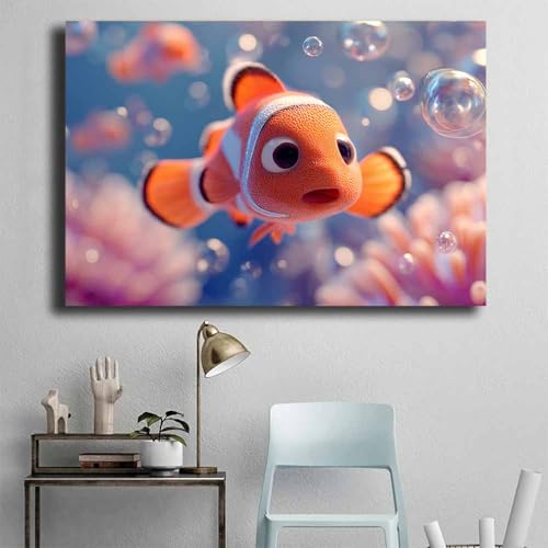 Affiche poisson clown orange brûlant pour une maison joyeuse