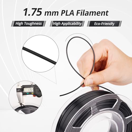 Image of AMOLEN Silk 3D Printer Filament Bundle, PLA Filament 1.75mm Pack, Shiny 3D Printing Filament for Most FDM 3D Printer, Black, Purple, Silver Grey, Sapphire Blue, 200g X 4