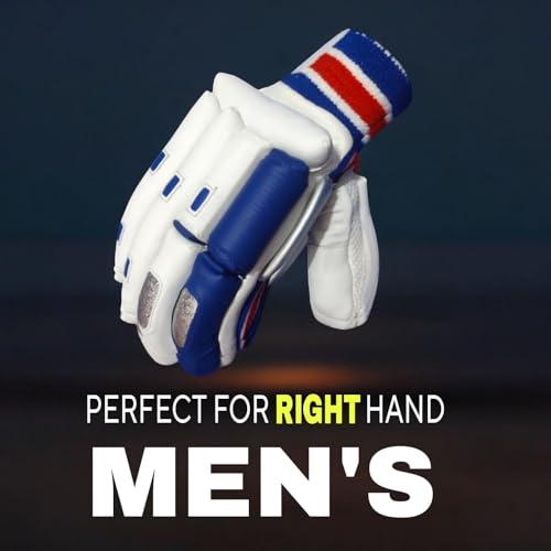 Image of Player Edition Cricket Gloves| Batting Gloves for Mens (Blue -White Combo, Right)