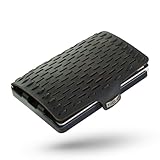 I-CLIP Custodia a portafoglio in pelle liscia e goffratura forata, Nero con cornice trasparente, Con portamonete