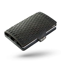 I-CLIP Original Geldbörse mit Münzfach - Slim Wallet - Leder Geldbörse mit Geldklammer - Schwarz mit schwarzem Rahmen