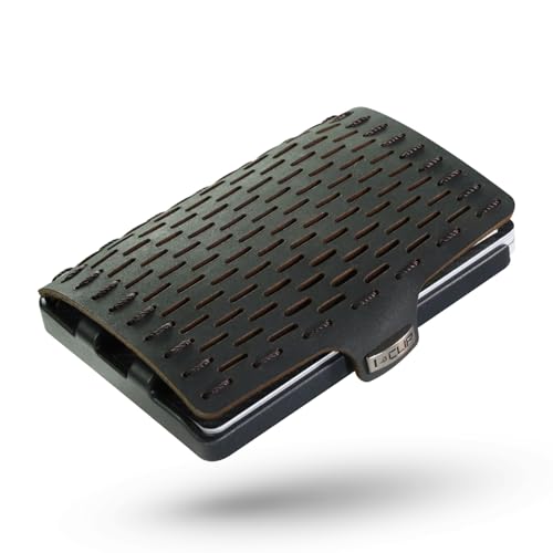 I-CLIP Original Geldbörse mit Münzfach - Slim Wallet aus Leder - Kreditkartenetui mit Geldklammer - hochwertiges Portemonnaie - Schwarz mit schwarzem Rahmen