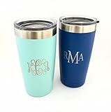 Custom Monogram Powder Coated Insulated Tumbler 20oz Choose Your Color
