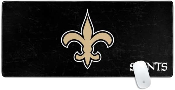 Skinit Large Gaming Mouse Pad - Officially Licensed New Orleans Saints Design with Stitched Edges, Waterproof, Non-Slip Rubber Base, Desk Mat for Keyboard & Mouse, 31.5" x 11.8" inches