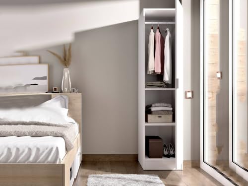 Dmora - Armoire Polyvalente 1 Porte Cusna, Cintre pour Chambre à Coucher, Armoire multifonctionnelle, 41x52h184 cm, Blanc – vue 8