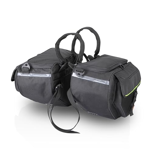 Image of GUARDIANGEARS Sidekick Sports 50Ltrs Saddlebags with Waterproof rain Covers for All Motorcycles with a Saddle Stay Installed.