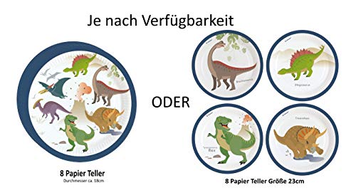 Libetui Set da 48 pezzi di stoviglie Dino Party