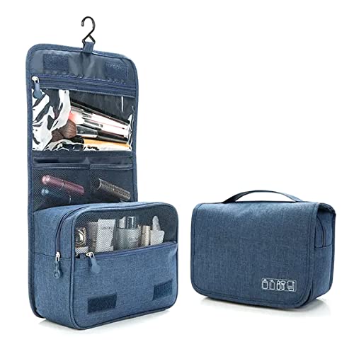 Necessaire Com Alça Organizadora Masculina Feminina Grande Viagem Cabide Divisória (Azul)