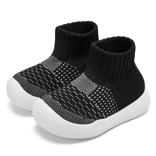 Image of Eashi Baby Boy Girl Non-Skid Indoor Infant Walking Shoes Breathable Warm Elastic Sock Shoes with Memory Sole Protect Toes Outdoor Sneakers