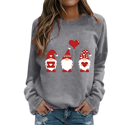 Generisch Valentinstag Poloshirts Damen Komfortabel Sweatshirt Rundhalsausschnitt Herzdruck Lässige Sport Oberteile Damen Casual und Fashion Pullover Shirt Langarm Sweatshirt Einfach Hoodie (Grey, L) Generisch Valentinstag Poloshirts Damen Komfortabel Sweatshirt Rundhalsausschnitt Herzdruck Lässige Sport Oberteile Damen Casual und Fashion Pullover Shirt Langarm Sweatshirt Einfach Hoodie (Grey, L)